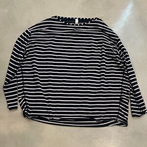 Lululemon Athletica Black and White Striped Long Sleeve Top